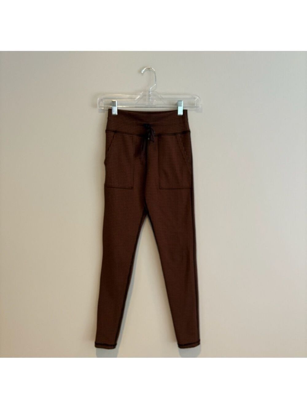 Offline by Aerie Brown Patterned Houndstooth Drawcord Leggings Size S
